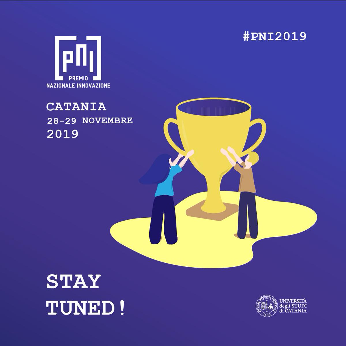 Le #StartCup regionali sono in pieno svolgimento e noi siamo già all'opera per la prossima edizione del Premio Nazionale dell'Innovazione #PNI2019 ! 
 📅Mettete la data in calendario: 28/29 novembre ci vediamo a #Catania <a href="/uni_ct/">Università Catania</a> :D
<a href="/startcup/">Startcup Lombardia</a> <a href="/RosarioFaraci/">Rosario Faraci</a> @gperrone1967 #Sicilia
