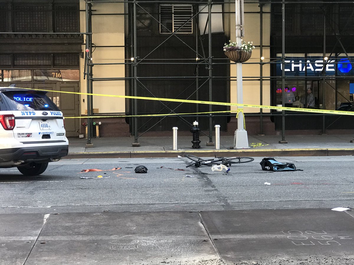 Christinafantv's tweet photo. #BREAKING: Vehicle vs. bicyclist accident near W 24th and 6 Ave. Witnesses say victim was on her way to make a delivery when a truck hit her and kept going. Victim’s condition unknown. https://t.co/jQL6Gpyaqo