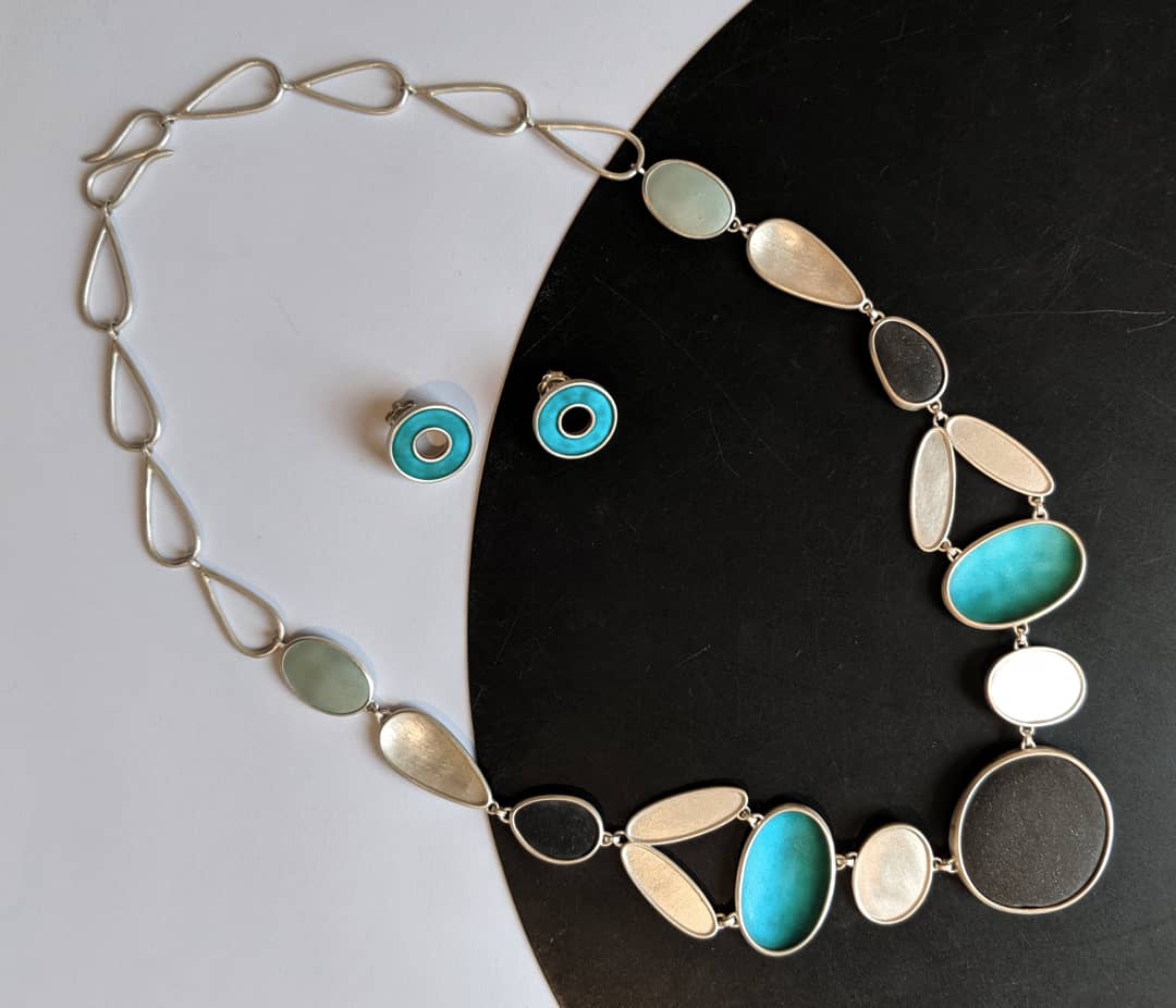 kathlibbert's tweet photo. Alongside our six new jewellers holidaying with us this summer season, our showcase: Sun, Sea &amp; Sand @ Salts also features a number of new pieces by our regulars! This stunning necklace with matching earrings by @gracegirvanjewellery is just one of our favourites! https://t.co/PDaYyrPy6k