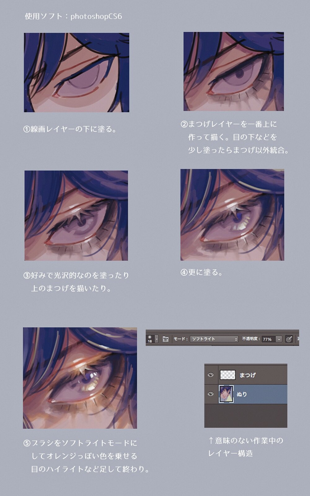 さげお 真 ﾌﾟﾚｲ中 目の描き方 を知りたいというご意見がお題箱にきていたので恐れ多いですが簡単に 使用ブラシは硬めのとエアブラシの2種類です T Co Ovmvdywe5y Twitter