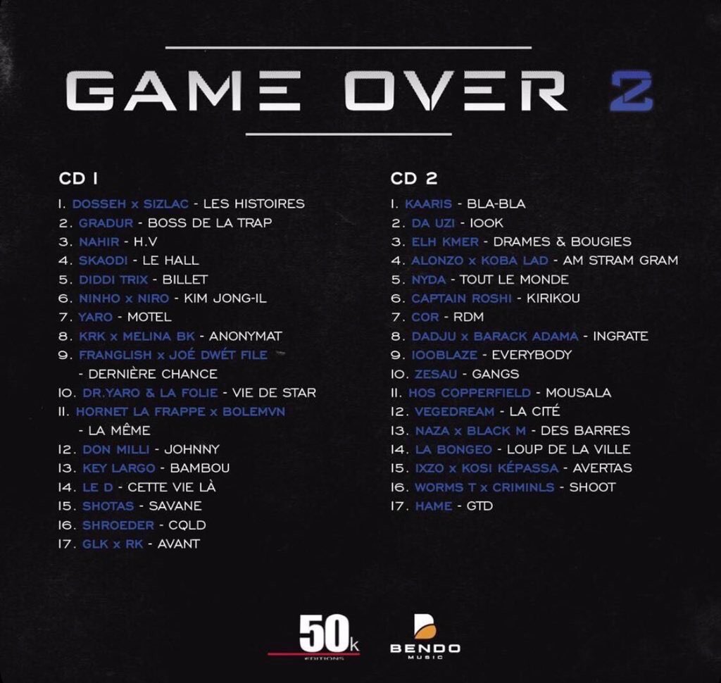 billboardfrpro's tweet photo. Voici la tracklist de #GAMEOVERVOL2 qui sortira ce vendredi 28 juin !
📍28/06/2019 https://t.co/PToS5If5rQ