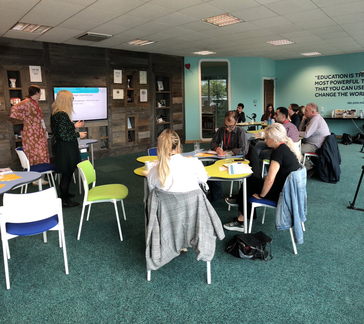 tecmcr's tweet photo. Learning about PR and communications with Nikki and Lizzie from @FourthDayPR - getting your key messages across. #techclassmcr https://t.co/3YYGcpL3BL
