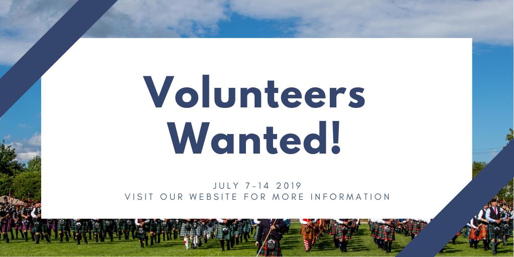 The #AntigonishHighlandGames are looking for VOLUNTEERS! If you would like to be a part of our team please visit our website. Link in our bio