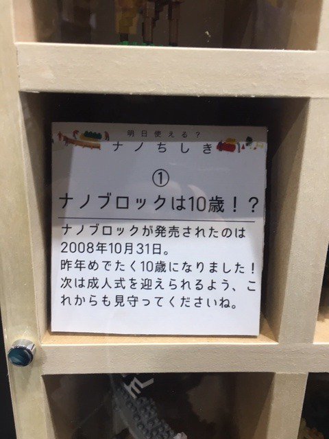 ヤマ その棚にあった ナノ ちしき 行った人でもスルーしそうなところをちゃんと写真におさめてきましたよ 反射で見づらい画像で申し訳無いけど Nanoblockに興味のある方にお土産です Nanoblock ナノブロック