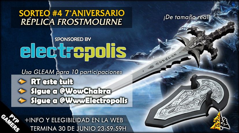 ¡Sorteamos 1x Réplica a tamaño real de la espada de Arthas, FROSTMOURNE!

¡El mejor sorteo de la historia!

➡Patrocinado por Electropolis

✅RT+Follow <a href="/WowChakra/">.</a>
✅Follow <a href="/wwwelectropolis/">Electropolis</a>
✅Participa a través de Gleam: buff.ly/2LcD1kr
✅10 Formas de participar