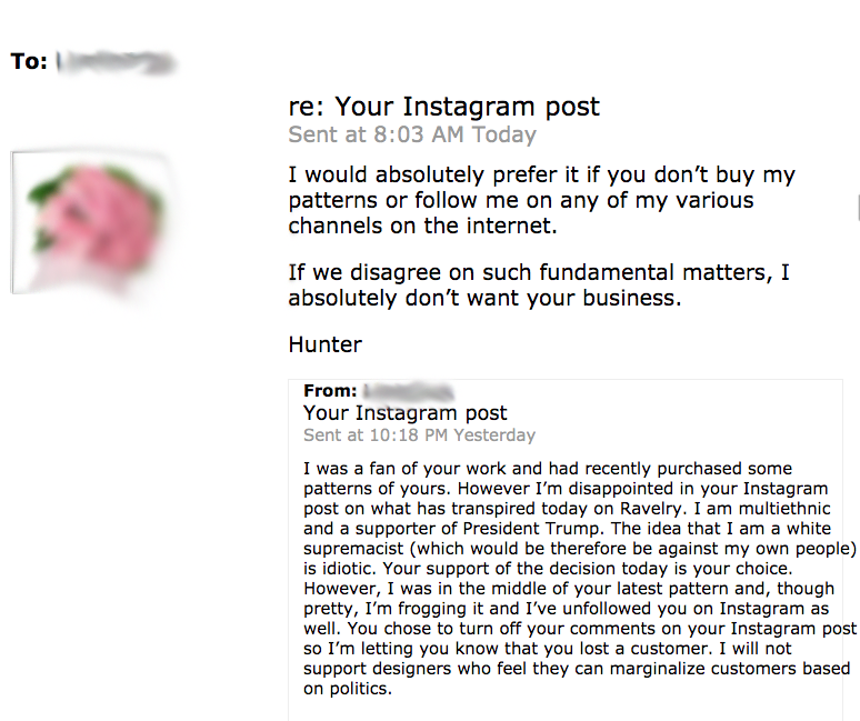 HunterHammersen's tweet photo. I wrote a post supporting the changes ravelry has made. Most folks have been lovely. A few have told me they're super mad &amp; won't buy from me again (buh bye).

So how about I send ravelry $10.00 every time someone does that (up to $250).

You can too: https://t.co/tqgtIN2Bo8 https://t.co/79fFw7Umei