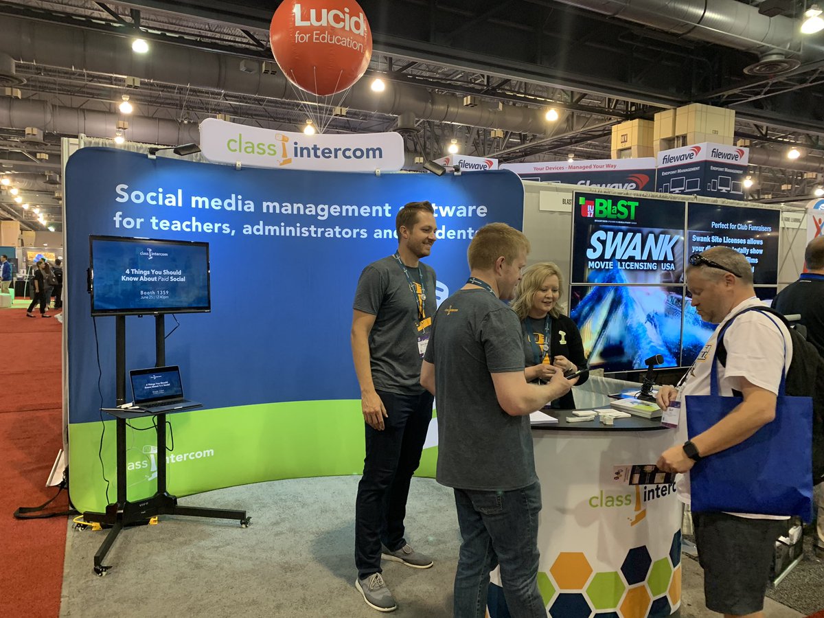 Stop by the @classintercom booth (1359) at #ISTE19 to find out how your students can help run your school’s social media. Chat with @taylorsiebert & crew. #contentgen