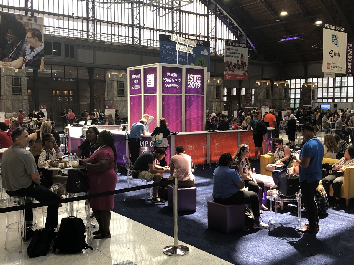 The #ISTE19 playground is hopping as #K12 educators tackle creative challenges with cool #edtech...busy day in Philly @ISTE!