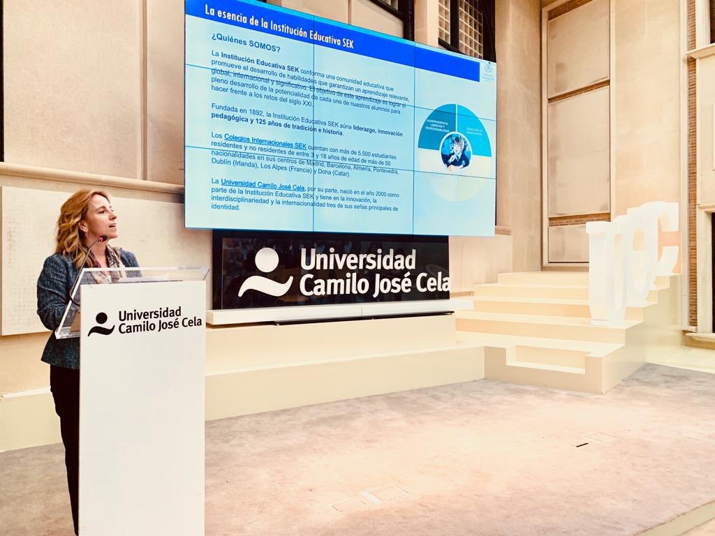sekintschools's tweet photo. La Presidenta de la Institución Educativa SEK, Nieves Segovia, abre la II Final de #SEKLabJunior y pone en valor el intraemprendimiento de los participantes, personas creativas, divergentes y atrevidas, motores del espíritu emprendedor en sus propios colegios. #SEKLab #EdTech https://t.co/iPyYeg2jiJ