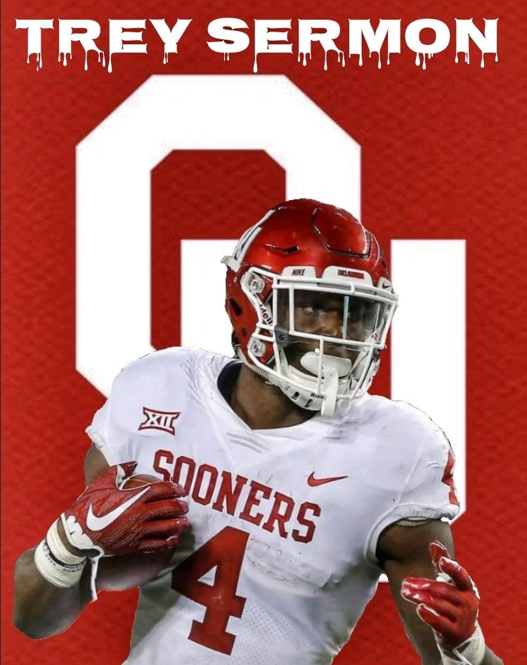 NCAAFNation247's tweet photo. Leading Big 12 Returners in Rushing yards per game. 

1. RB Pooka Williams - 102.3
2. RB Kennedy Brooks - 88.0
3. RB Trey Sermon - 67.6
4. RB Kennedy McCoy - 66.8 https://t.co/zsWHZVOzyi