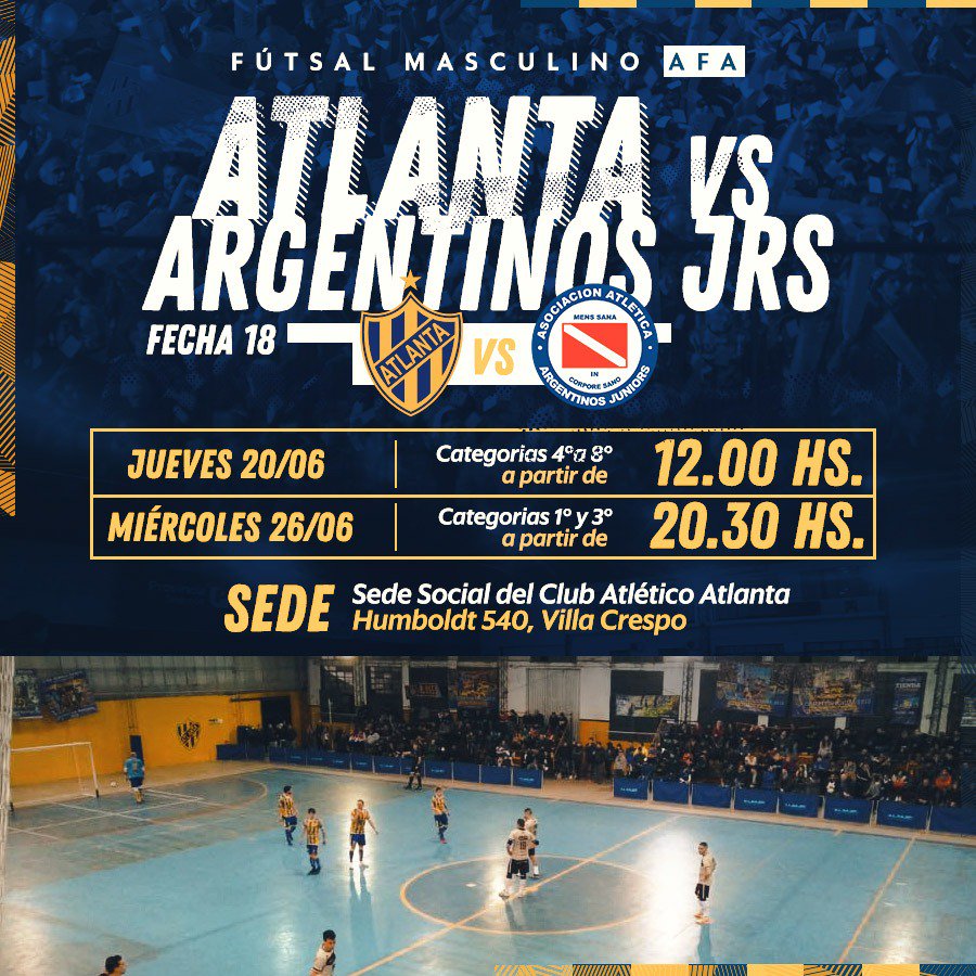 OrgulloBohemio's tweet photo. Este miércoles completamos la Fecha 18° de #Futsal contra @FutsalAAAJ en nuestra Sede.
Esperamos a todos los #Bohemios en casa para alentar a la Primera a las 20.30 hs. y después nos quedamos a hacerle el aguante a Tercera.

#VamosBohemio
#FutsalAfa
#FutsalBohemio
#AtlantaFutsal https://t.co/ACHCldr1FS