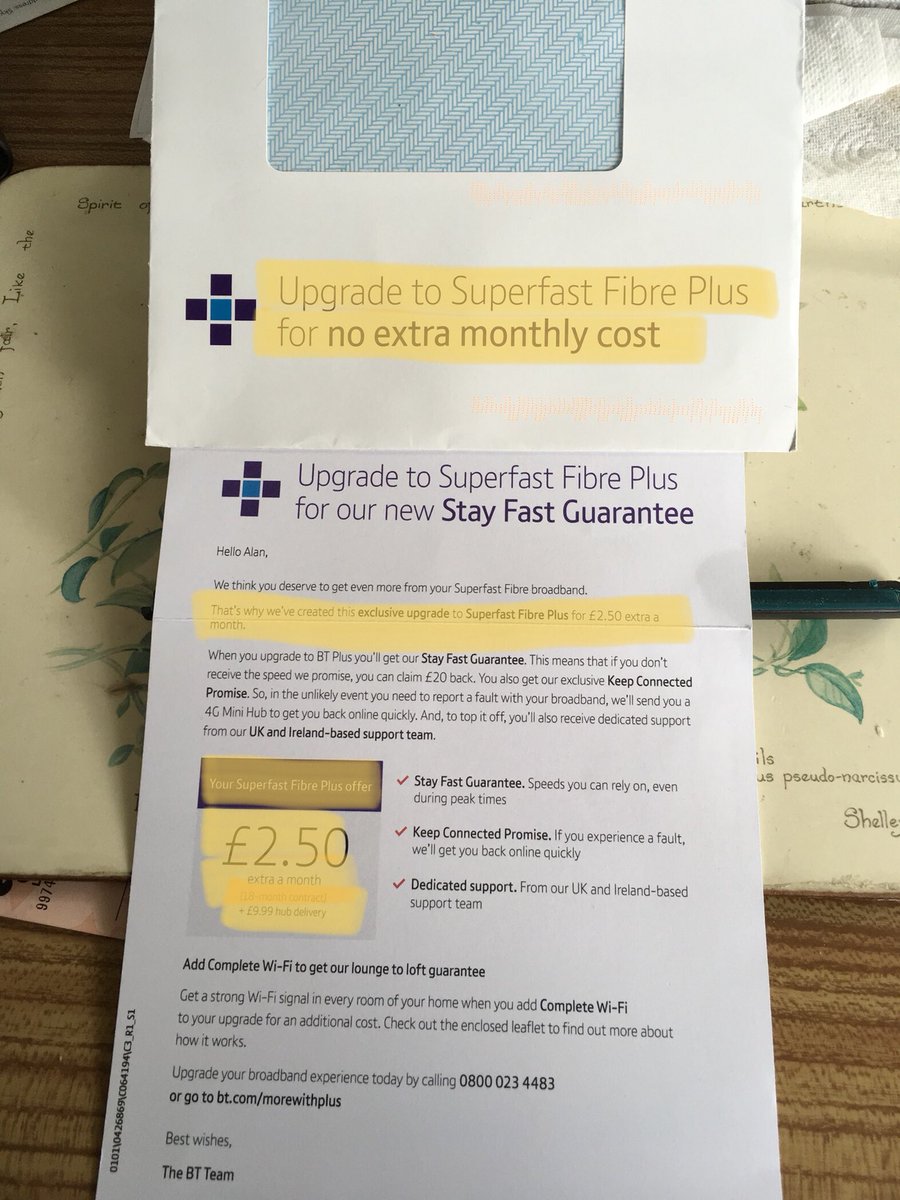 alanjdunkley's tweet photo. #BT Anyone care to explain this contradictory marketing message?
An upgrade for no extra monthly cost that costs £2.50 extra a month! Really! https://t.co/T15HSgHIGf