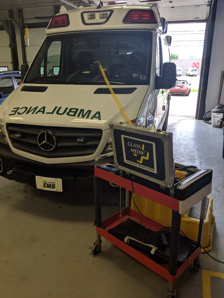 IslandEMS's tweet image. It's been a busy season for rock chips in our #Ambulance windshields. Thanks to our friends @SpeedyGlassCAN in #PEI for getting us back on the road with great service and fast windshield repairs. #stonechips #fastrepairs