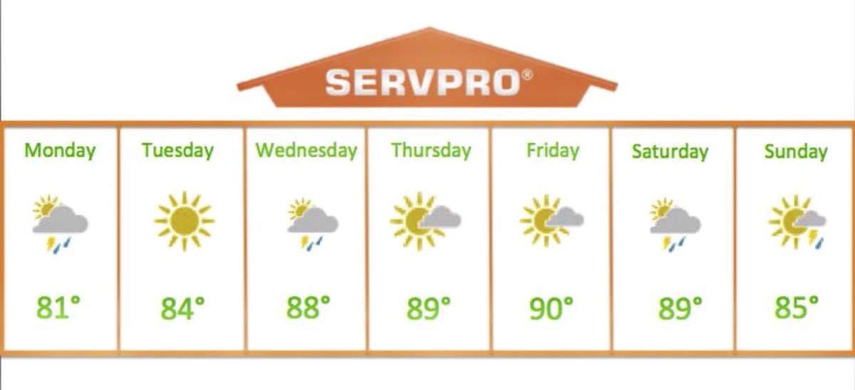 Here is your weekly weather update! #SERVPRO #SERVPROofNEColumbus #Welovesummer #Moresunplease