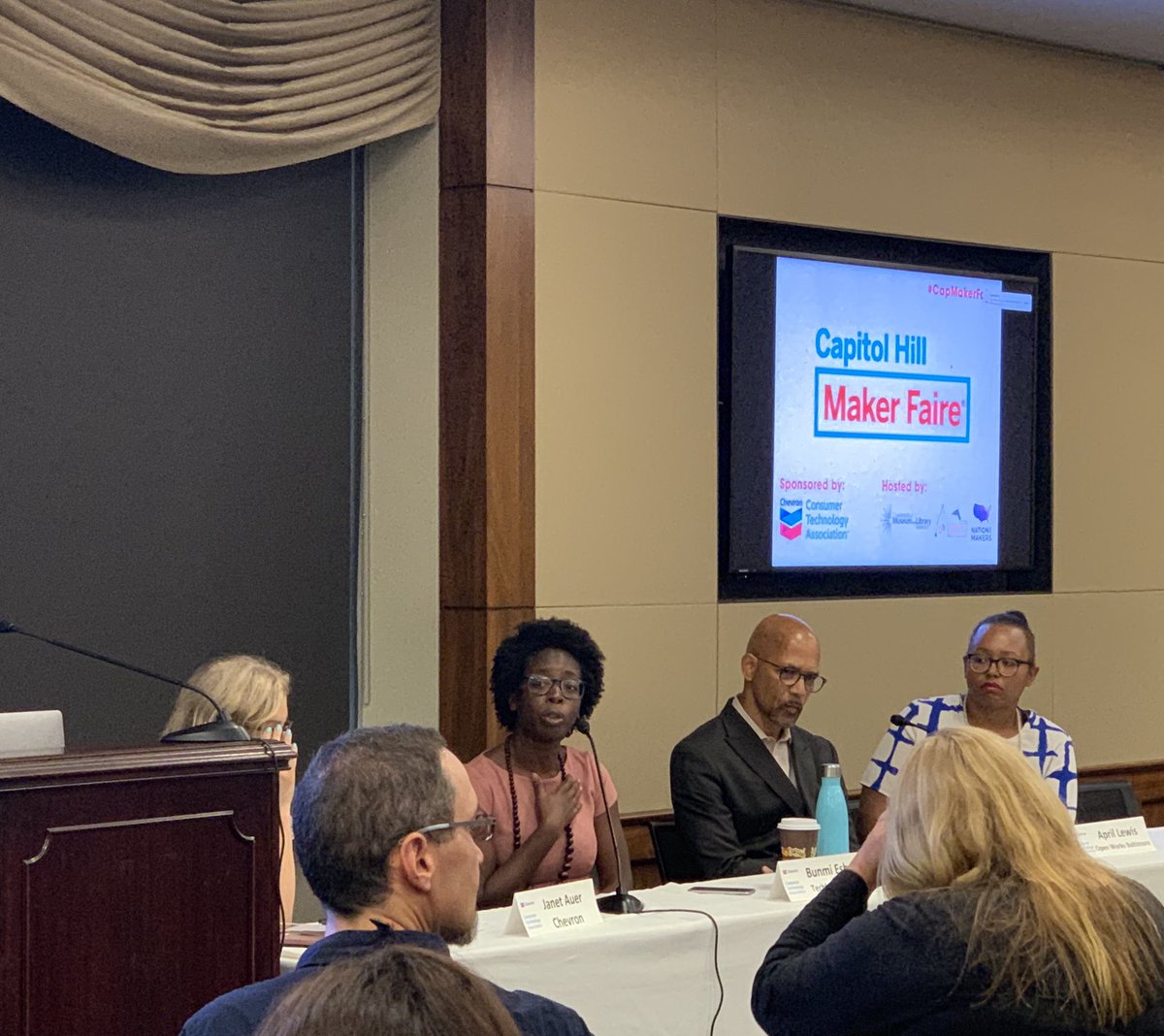 makerfairenova's tweet photo. Panel on diversity and being all inclusive Maker communities, a space for everyone to thrive! 🇺🇸 #makerfairenova #prismatic #makerecosystem #makerspace #makermovement #makerfaire #communitybuilding #resourcesharing #capmakerfaire #makermonday #uscapitol #makers #startups https://t.co/2v4fCHhely