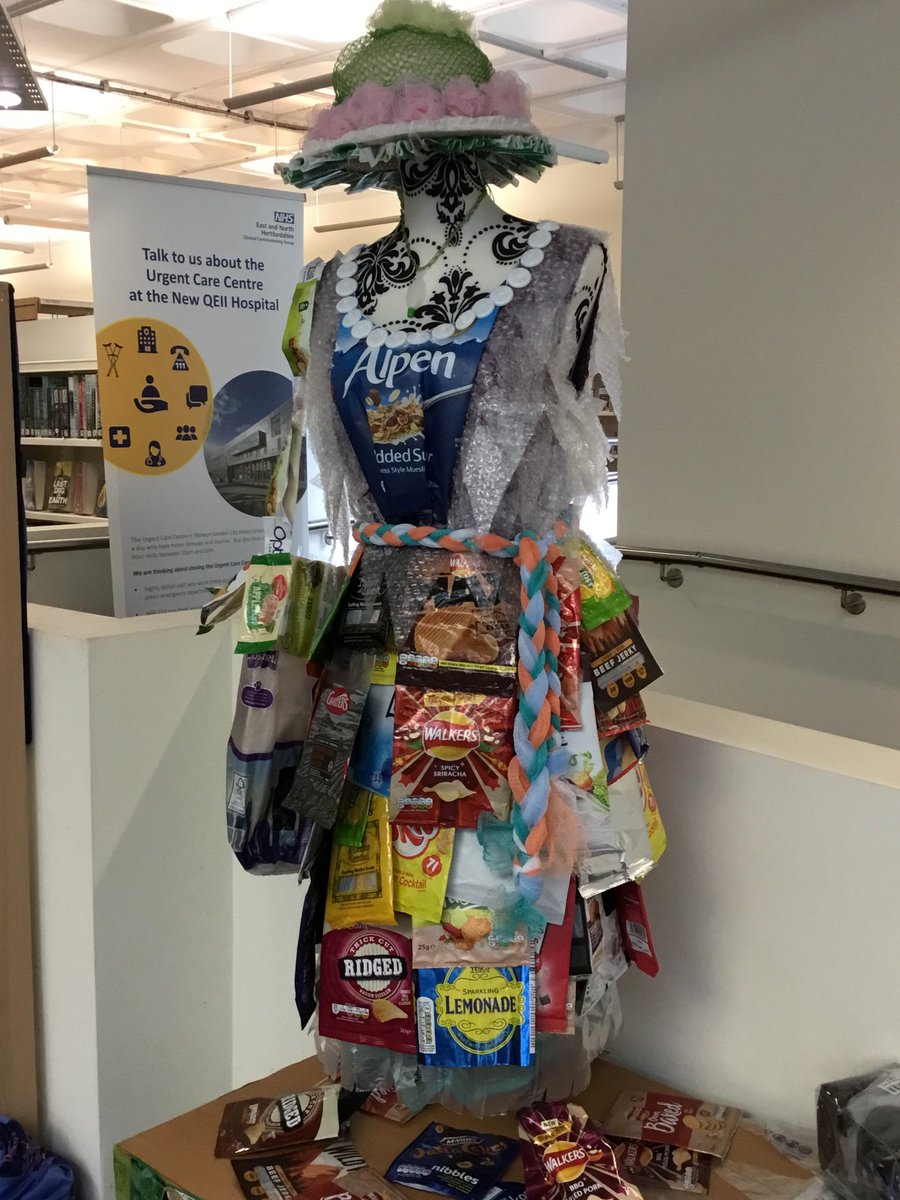 #thetimeisnow Polly’s clothes, the tablecloth and decorations are all fashioned from single use plastics that would have gone to landfill. Thanks to <a href="/WGC_Central_Lib/">WGC Central Library</a> for letting us publicise this. @WILifemagazine <a href="/WomensInstitute/">Women's Institute</a>