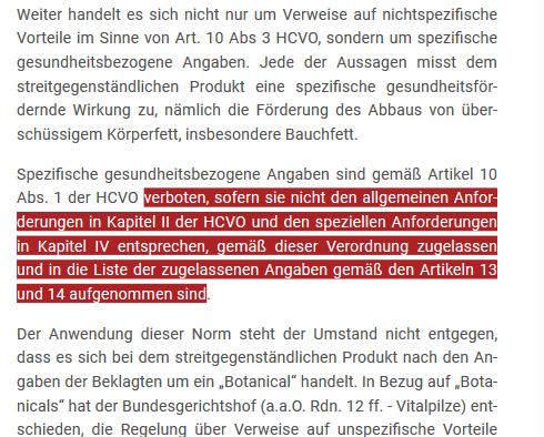 Loeffel_Abrar's tweet photo. OLG Frankfurt: Die Aussagen, 
- Verringert nachweislich das Körpergewicht
- Fördert die Fettverbrennung
- Reduziert Bauch- und Hüftumfang
sind spez. gesundheitsbezogene Angaben und verboten, sofern nicht die ges. Vss. #HCVO vorliegen, 6 U 38/18 https://t.co/EmB02RHwyO @meyerlegal https://t.co/7zQrKGu5Ci