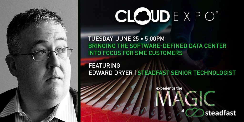 steadfastnet's tweet photo. Attending CloudExpo? Be sure to attend the presentation: Bringing the Software-Defined Data Center into Focus for SME Customers, Featuring Edward Dryer, Steadfast Senior Technologist.  https://t.co/mGoP0x2PG1 #cloudexpo #simplicitycloud https://t.co/0rqdm10zbJ