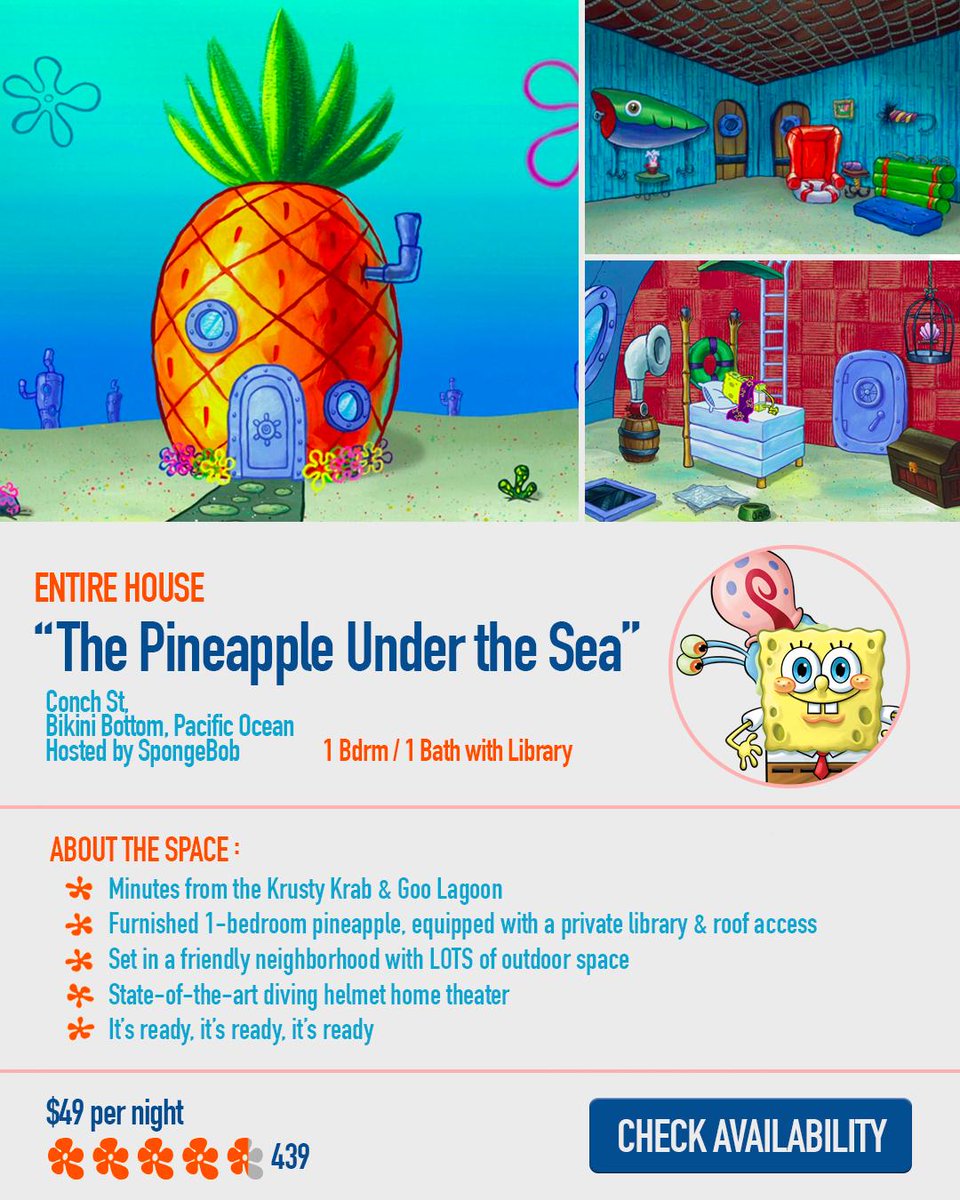 SpongeBob's tweet photo. Summer Vacation: which place are you renting? https://t.co/oZTmbQpIC3