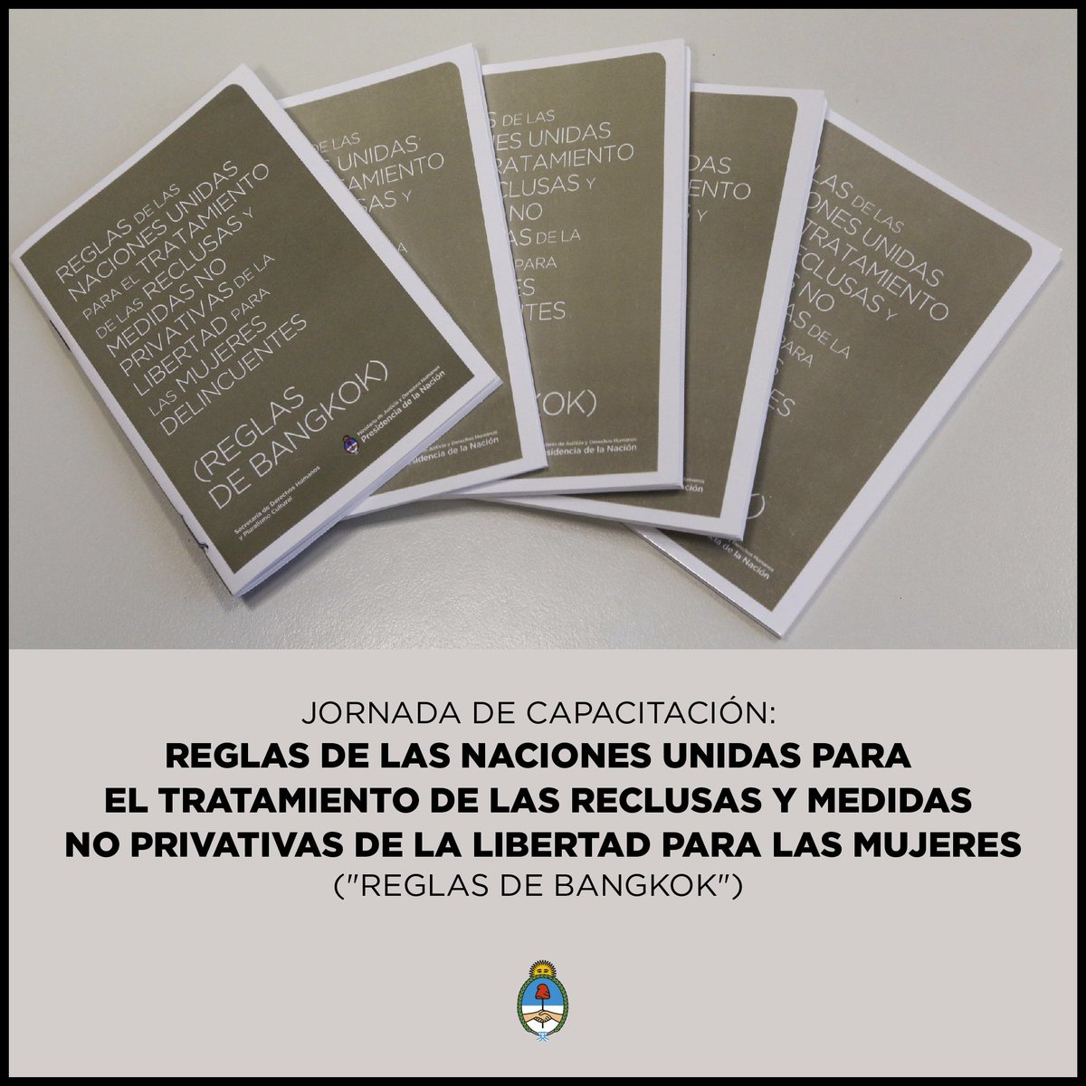 Jornada de capacitación sobre #ReglasDeBangkok. Si te interesa conocer más acerca de este instrumento para garantizar los DDHH de las mujeres privadas de libertad, te esperamos el 26/06 a las 10, en el Archivo Nacional de la Memoria. Más información en dnpcvi@jus.gov.ar