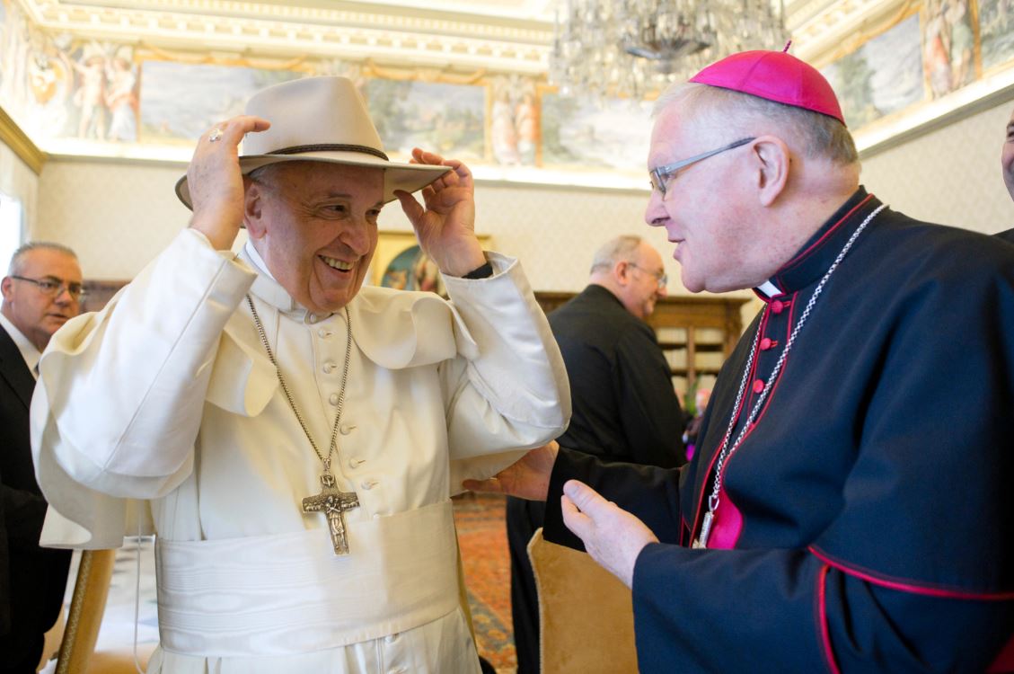 Looks like a perfect fit, @ArchbishopMark. Well chosen gift. 📷from Vatican Media.