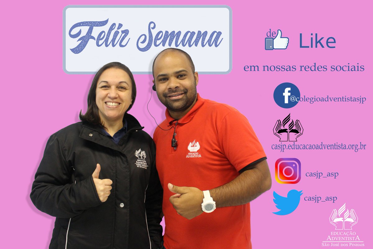 casjp_asp's tweet photo. Feliz Semana
#Educaçãoadventista
#Muitoalémdoensino
#casjp #asp #usb https://t.co/DQoAtB767v