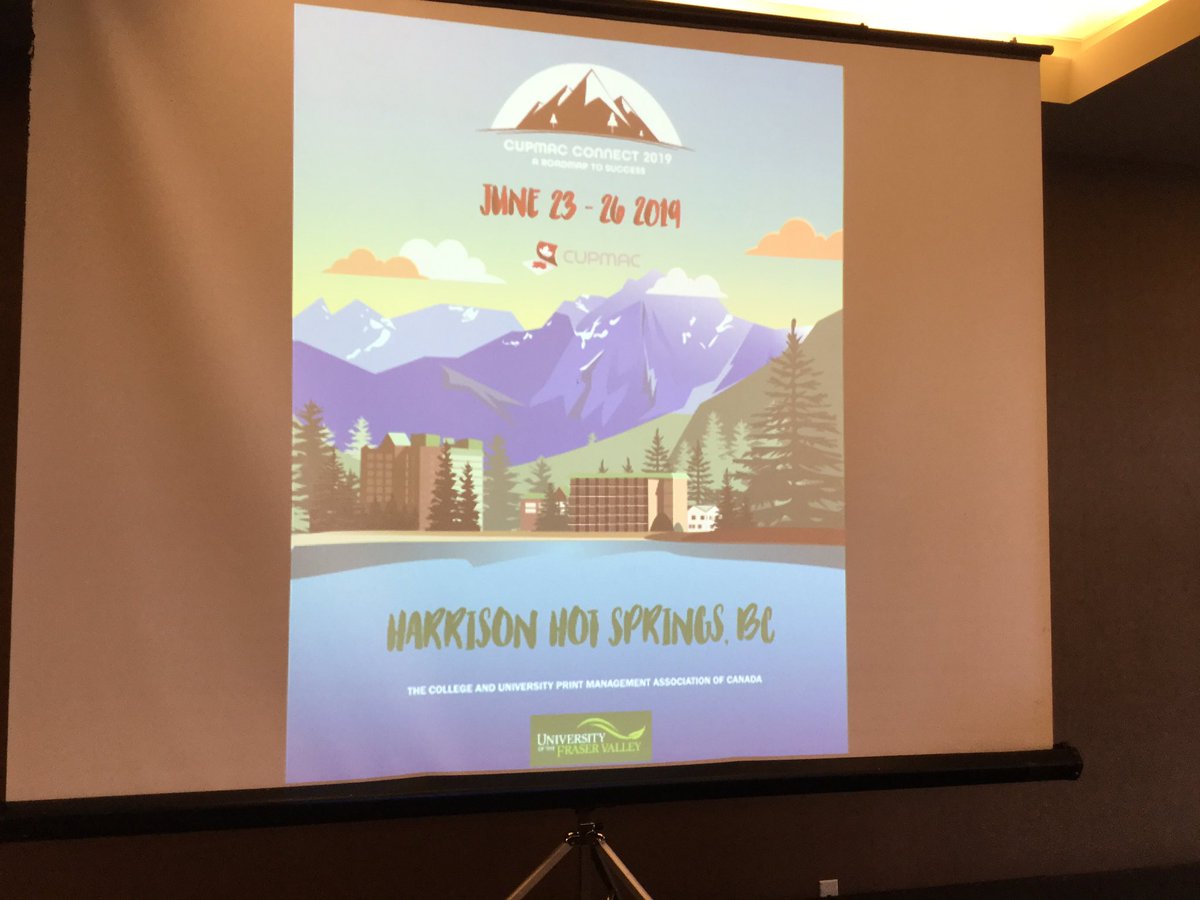 IP_Impressions's tweet photo. Judy Peace, president of the College and University Print Management Association of Canada (CUPMAC), welcomes attendees to the conference in Harrison Hot Springs, British Columbia. #CUPMAC https://t.co/iUkzCTjpEs