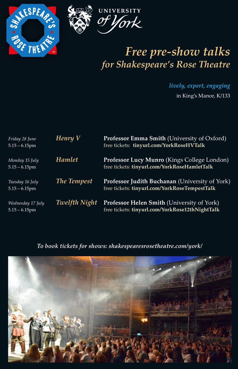 jrboxford's tweet photo. Please RT! 4 special free @UoYEvents #Shakespeare talks as part of York's #summerofShakespeare in beautiful @ShakespearesRT: @OldFortunatus @lucycmunro, @conversiontales &amp; @jrbyork. @HertfordCollege's Emma Smith on #HV in historic King's Manor this Friday!
https://t.co/R8gWwFQXII https://t.co/O4htK8iOtT