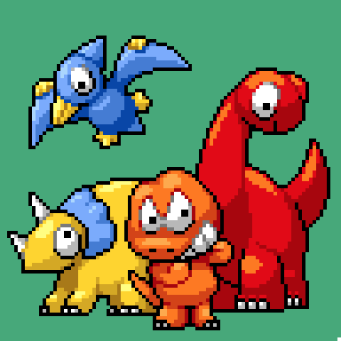 twotenky's tweet photo. WE ARE DINOSAURS！　#ドット絵 #WEAREDINOSAURS https://t.co/WB1sCDz6aa
