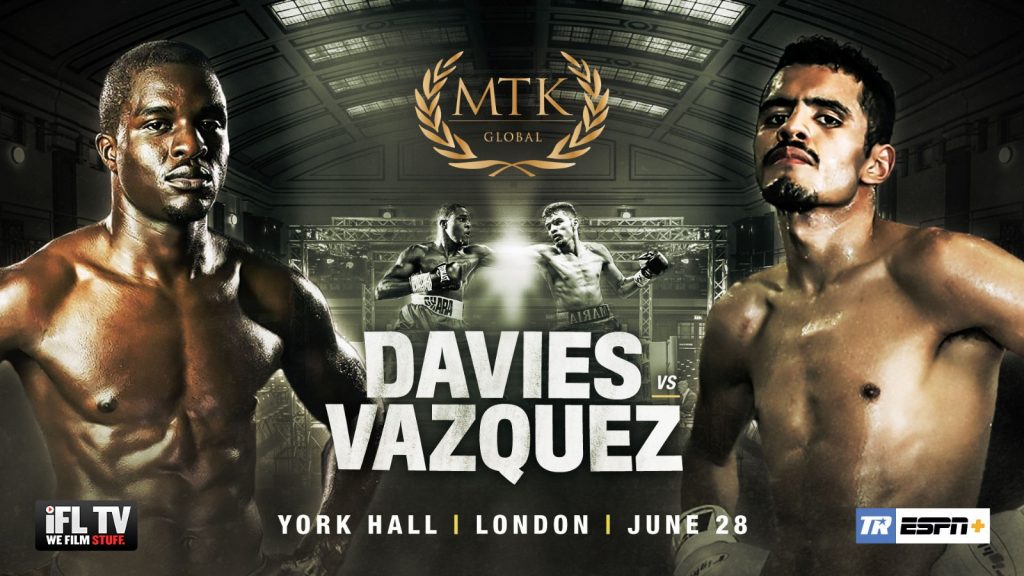 We've got some more @MTKGlobal action this week! Ryan Walsh makes the 6th defense of his title against unbeaten Lewis Paulin, and Ohara Davies takes on former lightweight world champ Miguel Vazquez 🥊 #MTKFightNight is back this Friday, June 28 on @ESPN+ starting at 3PM ET!