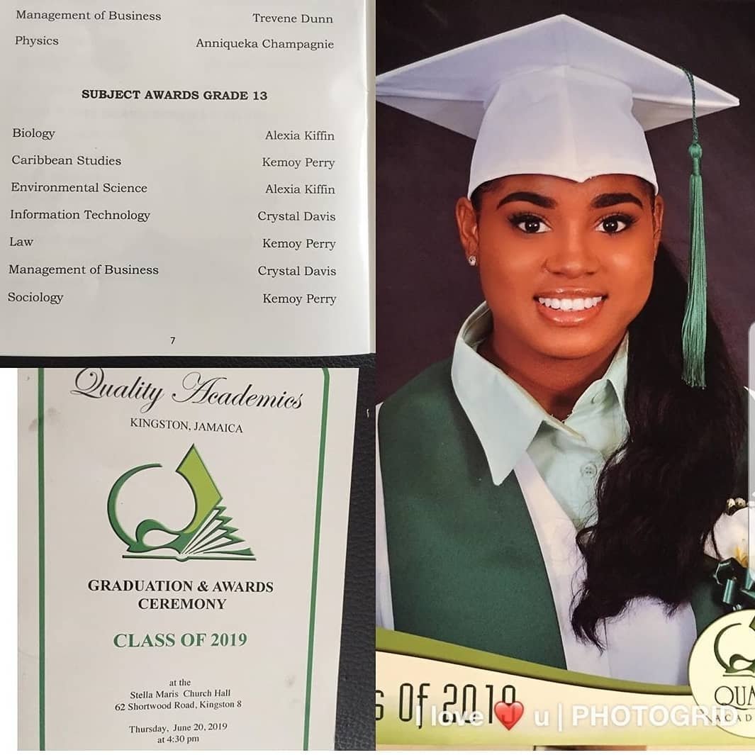 A job well done. Congratulations to #crystaldavis, daughter of @dancehallqueencarlene and <a href="/kingbeenieman/">Beenie Man</a> for not only graduating but graduating with several subject awards. 👏 Beauty and Brains 

#beautyandbrains #congratulations #cryataldavis #houseofdancehall  #proudjamaicans