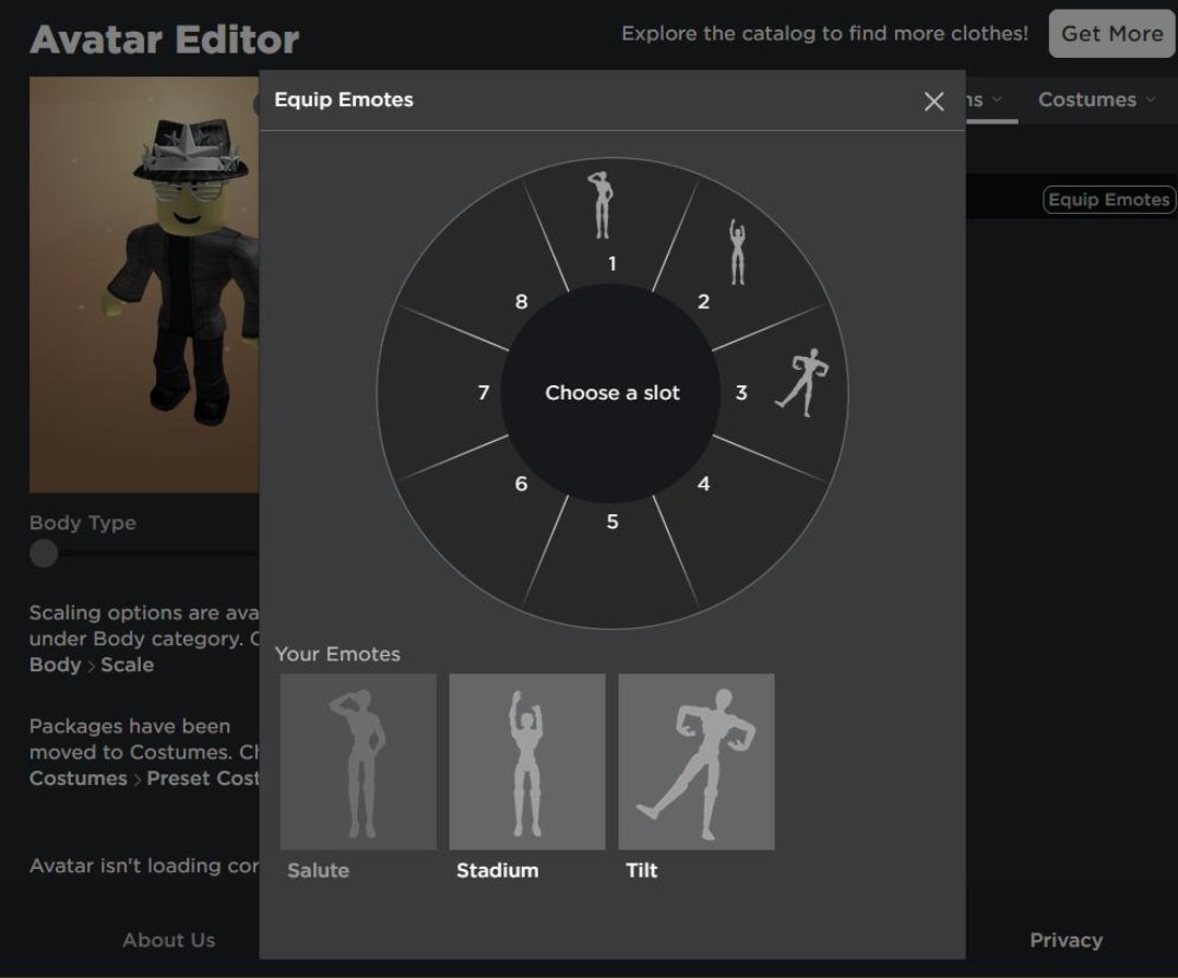 Bloxy News On Twitter Bloxynews Emotes Are Now Available To Purchase And Use On Roblox The First Three Are Available Now And Can Be Equipped In The Avatar Editor And Used - how to equip your emotes in roblox