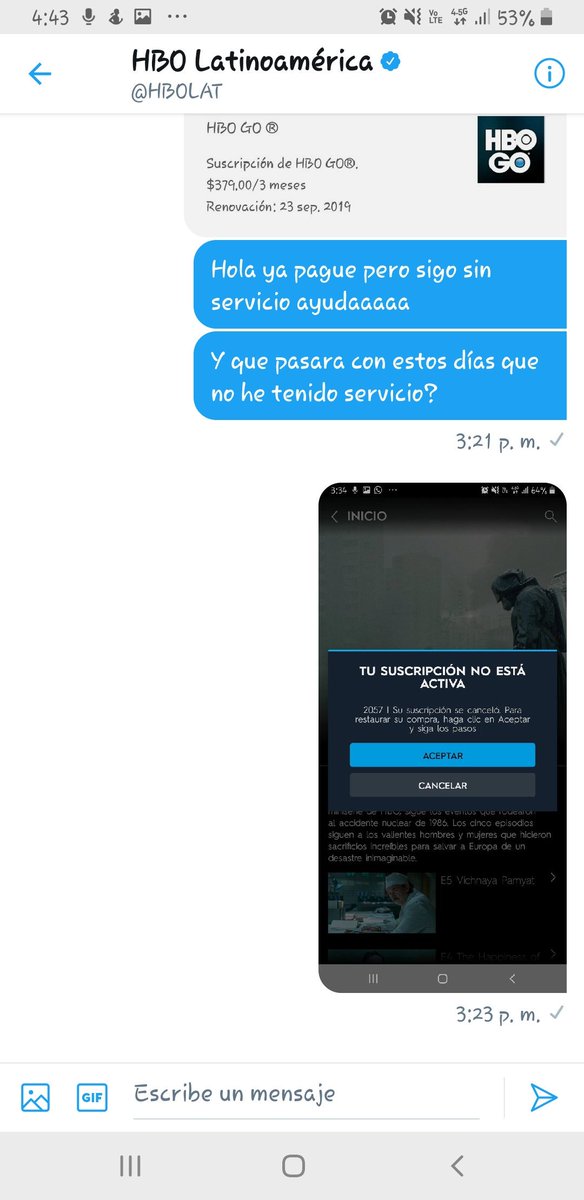 Atzihuatl's tweet photo. @HBOLAT ¿alguien que pueda atender esto? Llevo 2 días sin servicio https://t.co/xF0eExejCp