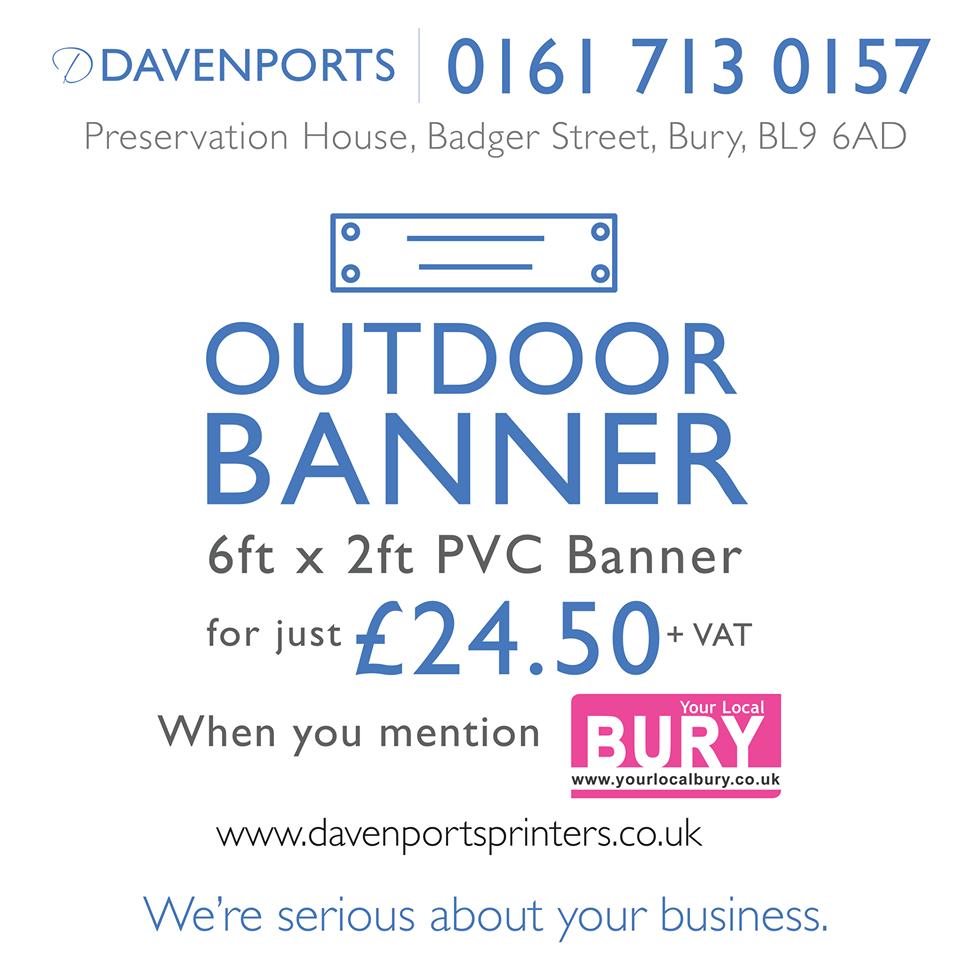 yourlocalbury's tweet image. OUTDOOR BANNERS FROM Davenports Printers @DavenportsBC 
.
.
6FT X 2FT PVC BANNER 
FROM JUST £24.50 +vat
.
.
**ONLY when you MENTION @yourlocalbury**

#banners #outdoorbanners #pvcbanner #bury #davenports #yourlocalbury