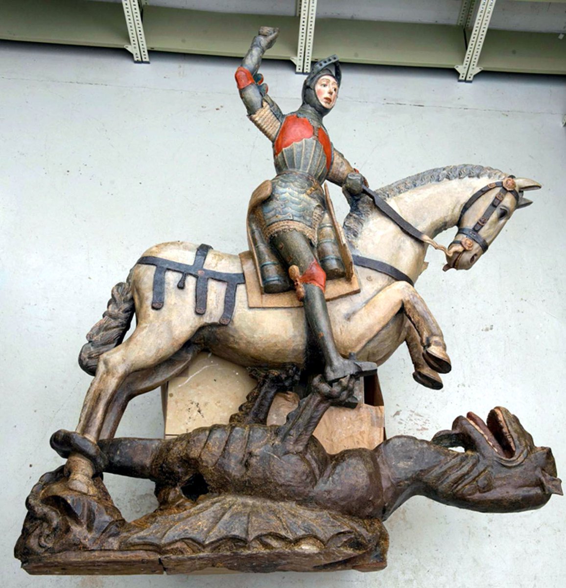 artnet's tweet photo. After its restoration inspired comparisons to "Beast Jesus," this statue of Saint George has been triumphantly un-restored: https://t.co/ic1qaO1hhh https://t.co/UhREFI7ysX
