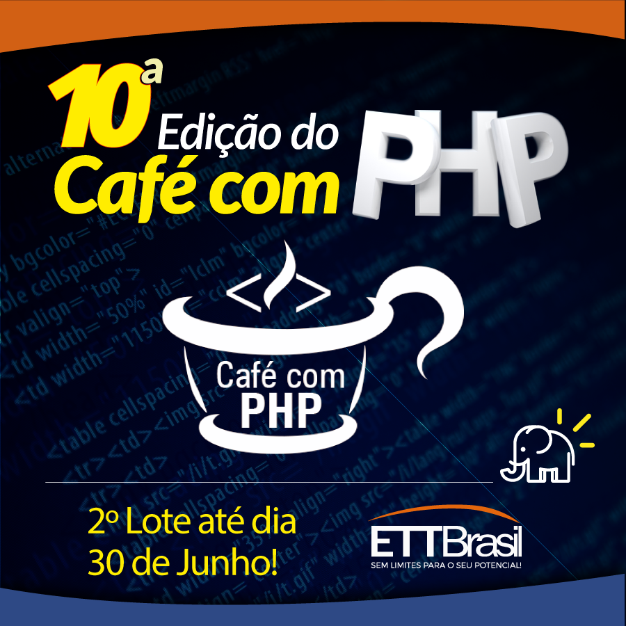 ETTBrasil's tweet photo. 🚀Café com PHP – 10ª Edição - Dia 05 e 06/07
Você não pode ficar de fora! Corra agora e adquira seus ingressos no segundo lote até o dia 30/06!
👉 https://t.co/ZrDiJ0bLeh

🏢Local do Evento: CICB 

APROVEITE O CÓDIGO DE DESCONTO DE 10%:
🤩 CAFE10PHPENTERPRISE10 🤩 https://t.co/HSaNLGfQIr