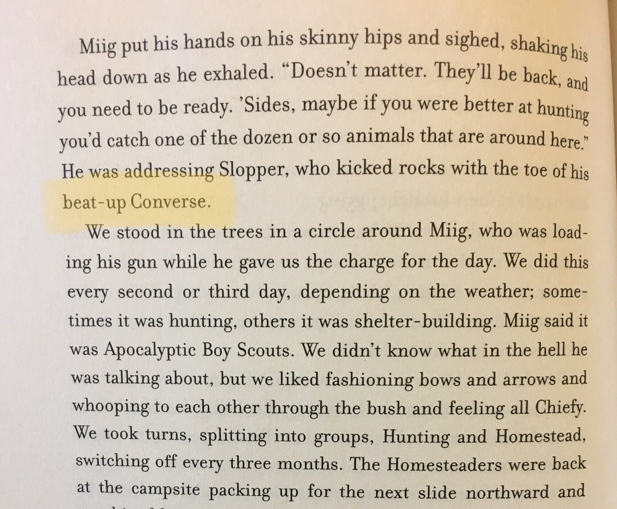 Old beat up Converse still kicking around a dystopian Canadian landscape in “The Marrow Thieves” by  @cherie_dimaline (Must read)