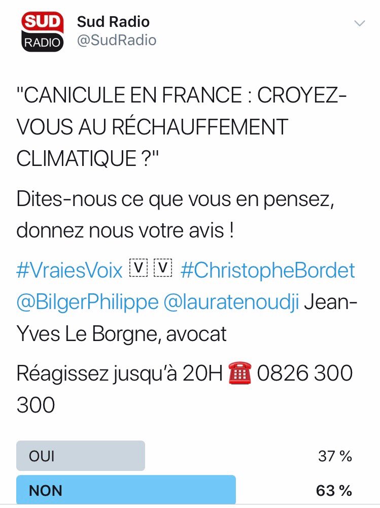 SophiaAram's tweet photo. A trop prendre les auditeurs pour des cons, on finit par avoir les auditeurs qu'on mérite... ⁦@SudRadio ⁦@DidierMaisto⁩ #Canicule #ClimateChange https://t.co/d3nHwNcTvn