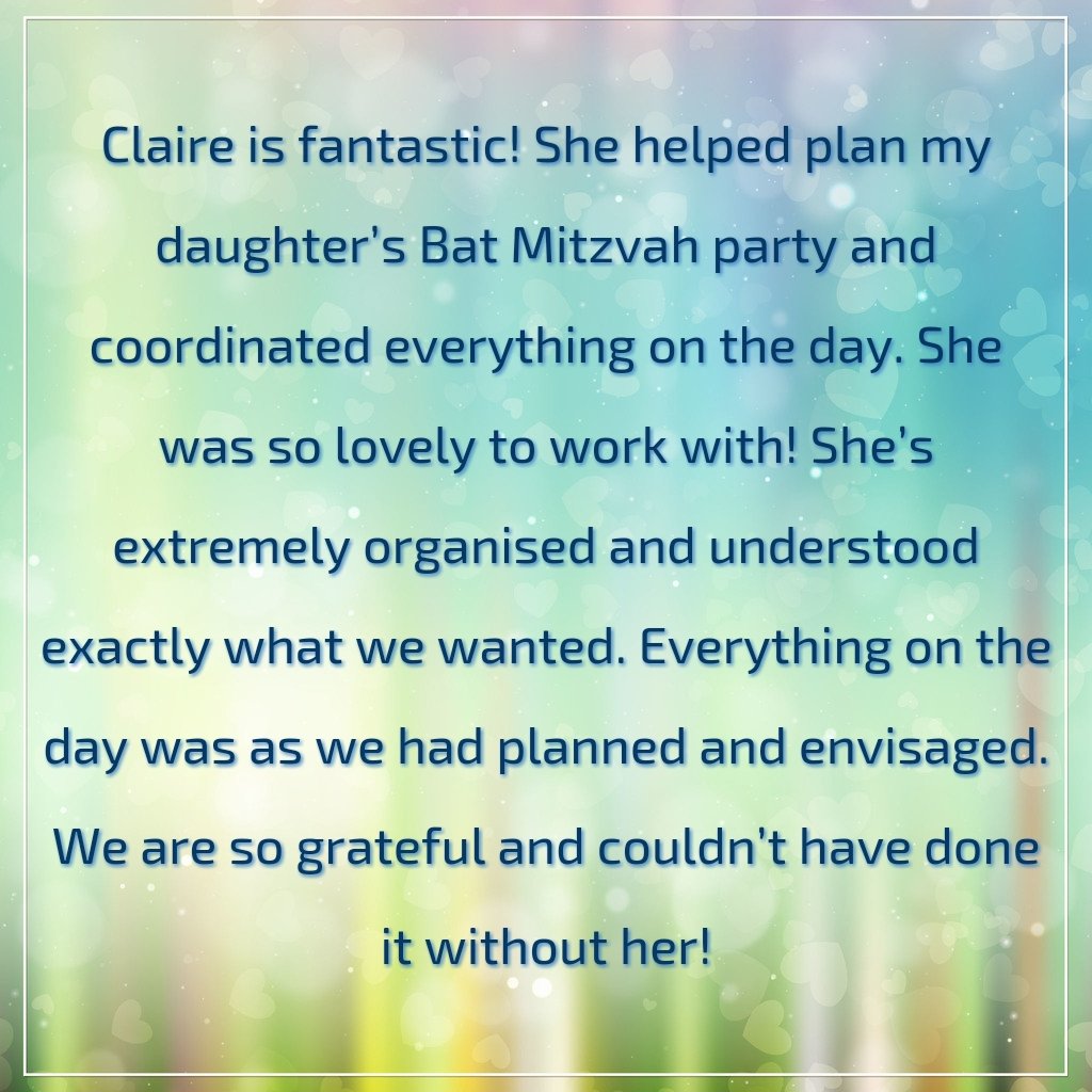 We are delighted to receive such lovely feedback following this weekend's Bat Mitzvah

#batmitzvah #batmitzvahplanner 
#barmitzvah #barmitzvahplanner