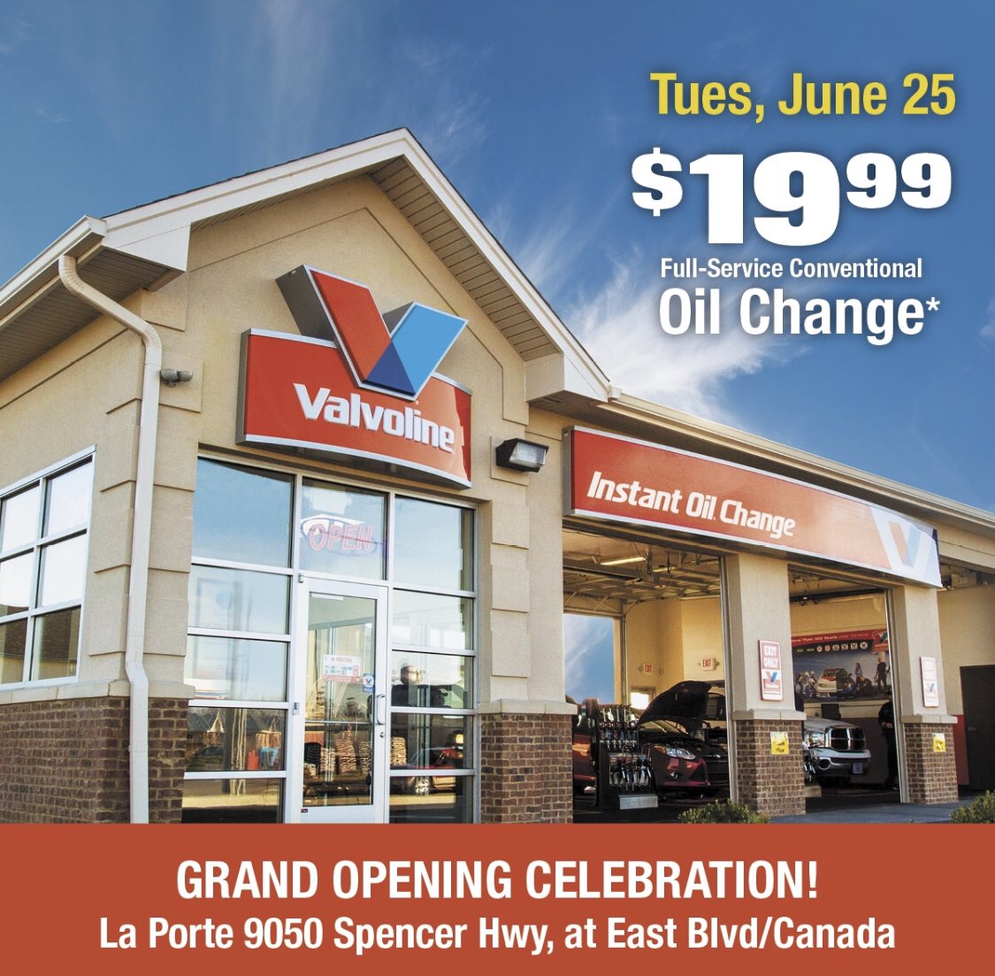 We’re serving up FREE food with an oil change Tues 6/25/19, 11am - 1pm at Valvoline Instant Oil Change in La Porte, TX.
 
Complete details: bit.ly/2FrAm2C