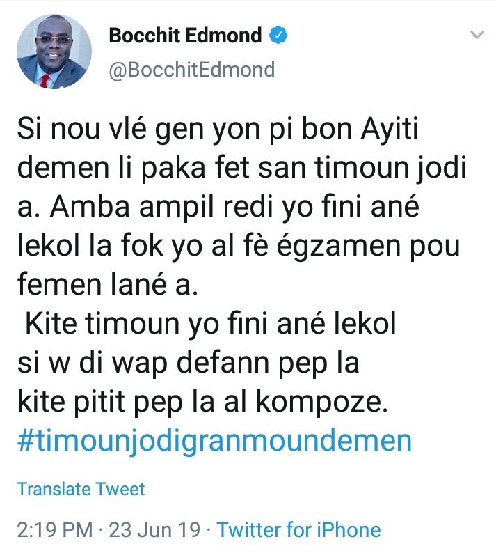 JRDavidson7's tweet image. Timoun yo nou mechan nou voye Minis la al refè egzamen an. 
Li lague'l apre koreksyon fwa sa, Kote Kabinè moun sa yo ,ki staff yo genyen. 
Sa montre nou yo li nou se koute yo pa koute nou. 😁🖖
@SamuelSimonis @laloidemabouche @Charistal_Le_Gr @etiennecp