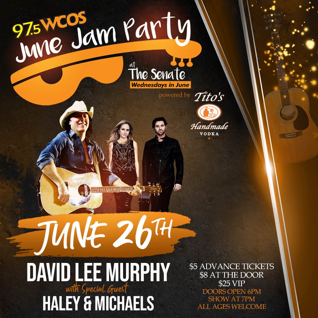 975WCOS's tweet photo. It's the final week of the #JuneJamParty at @TheSenateCola powered by @TitosVodka with @davidleemurphy and @haleynmichaels performing.
More info at: https://t.co/9fIK6tYVGy https://t.co/1KiGBmHXFI