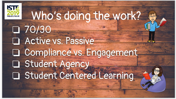 Who's Doing the Work? #iste19 Thanks @EduCaitorSES and <a href="/ashlow/">Ashleigh Neill</a>.