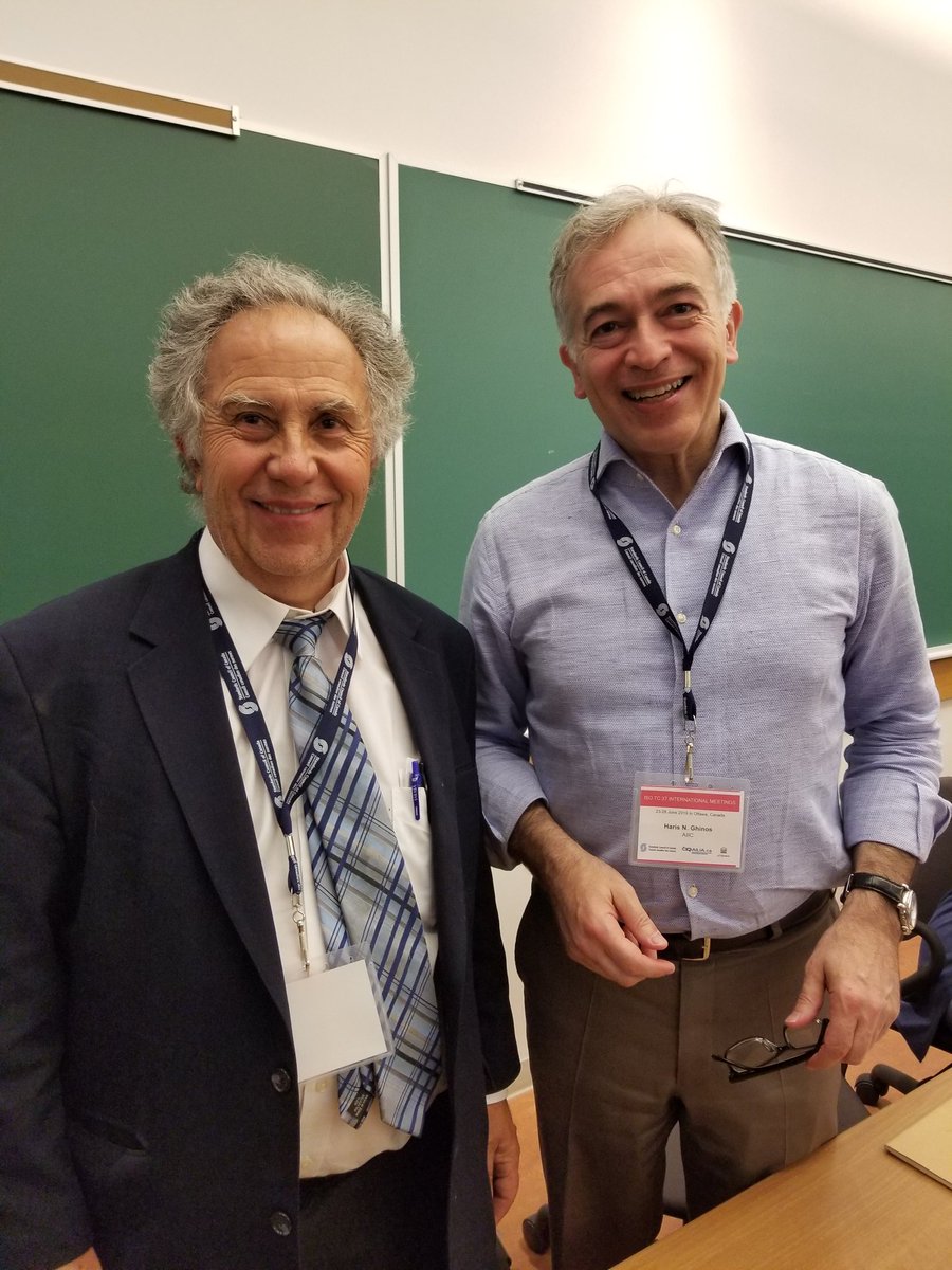 melbyak's tweet photo. Me (AKM) with Haris Ghinos, project leader for ISO 23155 on conference interpreting, a member of the AIIC delegation. AIIC is a liaison with TC 37 at the same level as FIT. https://t.co/ma3DWS9rIZ