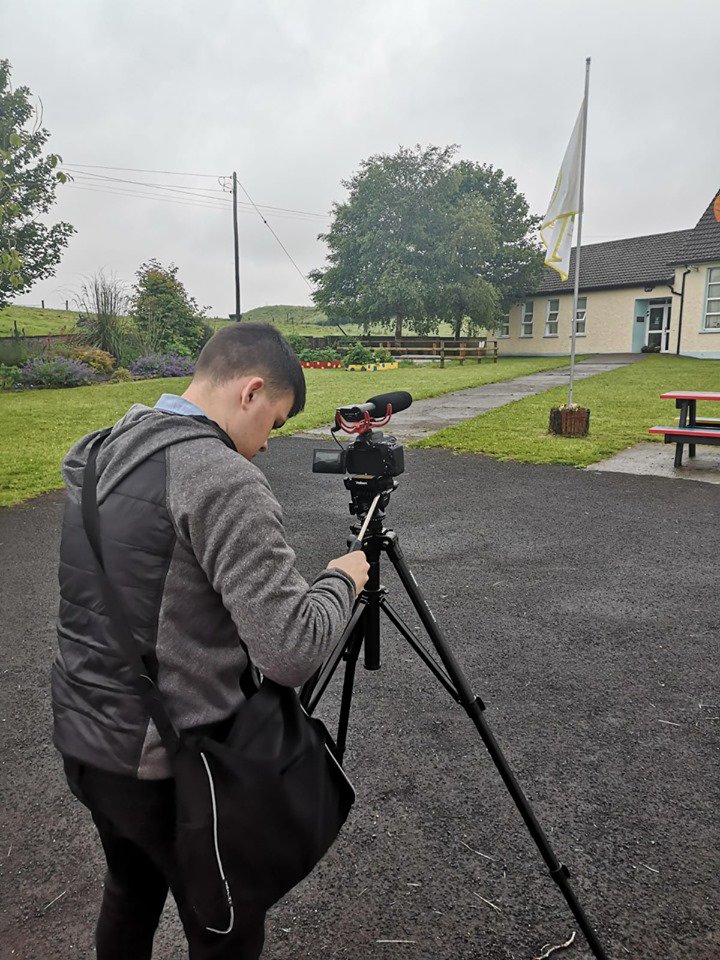 straidepop's tweet photo. Behind the scenes this morning at St.Peter's &amp; Paul's N.S Straide. Video content for #PrideofPlace presentation. Thanks to all the staff and students for their help and indeed Tommy our cameraman/videographer. More footage during the week with sports groups, Church and Museum. https://t.co/Et9LZZnewC