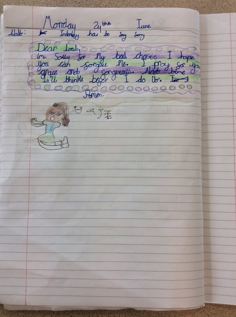 MrsWalkerY3's tweet photo. Today in RE we talked about reconciliation. Y3 wrote their own prayers to say sorry @stambcathlife https://t.co/ulnOnM13Du
