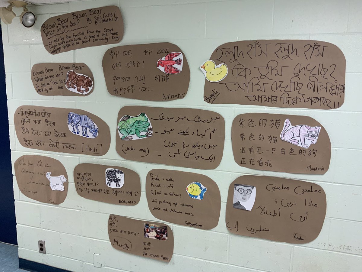 SecordEarlyON's tweet photo. We prepared a #story for Fun Fair @SecordTDSB tonight 5-8pm! #Parents helped write out 1 of our fav. stories “Brown Bear, Brown Bear” by @ericcarle w different lines in some of the #homelanguages spoken by our #EarlyON #families. @MsPoulis @aarts_michelle @SecordParents #HDLH https://t.co/MGUWC700rx
