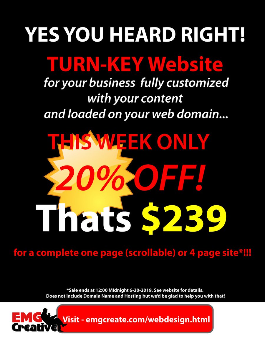 EmgCreative's tweet image. Crazy #website deal for #smallbusiness this week only! emgcreate.com/webdesign.html