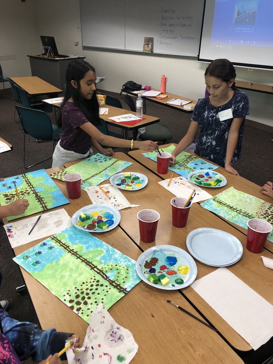 Sum_Frederick's tweet photo. What a wonderful start to the second week of our Writing Inspired by Art camp. So lucky to have another group of amazing students! @CRLP_CLU @Bruce3rdgrade https://t.co/LQN8hIVgIH