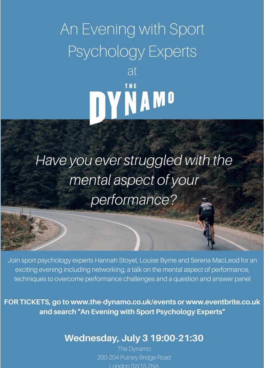 Our event at The Dynamo is shortly approaching and we’d love to see all of you there! #sportpsychology #sportpsychologyevent #london #sportpsychologists #networking #london #thedynamo 
eventbrite.co.uk/e/an-evening-w…